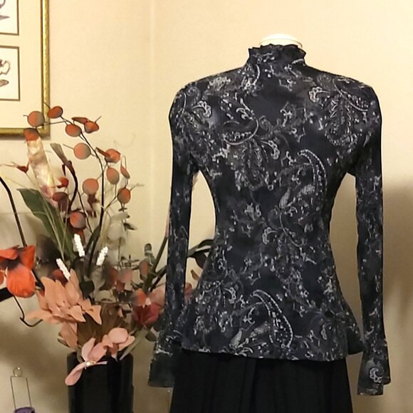 NWOT Kensie Long Sleeve Shirt Ruffle Pleated Floral Print Blouse Top Size M 8 - Picture 5 of 5